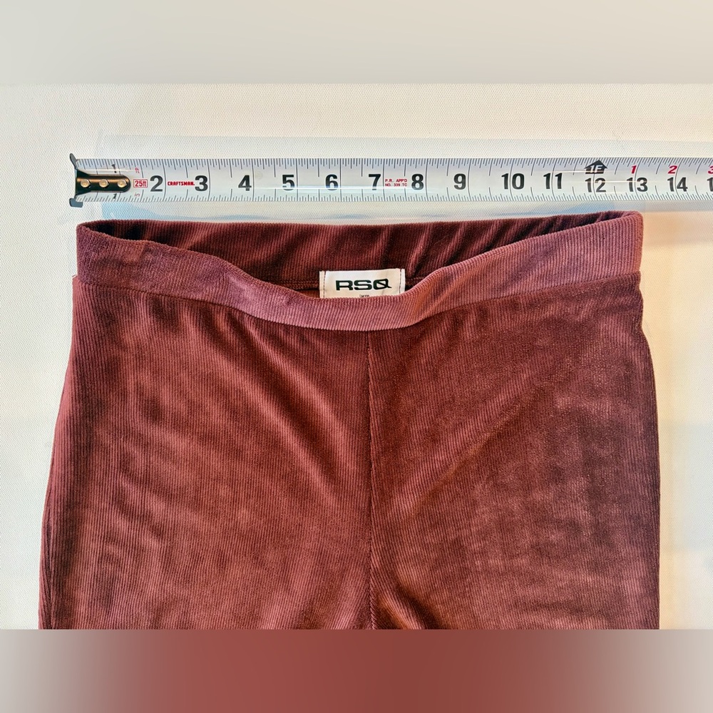 RSQ Corduroy Burgundy Maroon Bell Bottom Flared Stretchy Pants Leggings Large - Picture 9 of 12